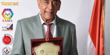 تكريم احمد بدير ومعه غادة جبارة ووليد شوشة لرعايتهما احتفالية ميديا آيدول